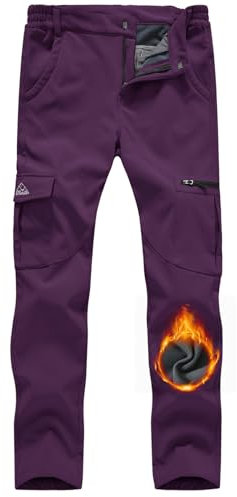 YSENTO Damen Wanderhose Outdoorhose wasserdichte Softshellhose Winddicht Winter Warm Gefüttert Ski Snowboardhose Trekkinghose(Lila,M)