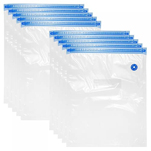 sourcing map Sous Vide Bags 10pcs, 19.69 x 13.78 Reusable Vacuum Sealer Bag with Air Valve & Labels, Food Storage Bags for Food Preservation and Sous Vide Cooking, White