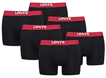 Levi's Herren Men's Solid Basic Boxers (6 Pack) Boxer Shorts, Farbe:Black/Red, Bekleidungsgröße:L