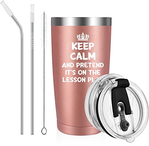 Livole Gift for Teacher End of The Year, Funny Teacher Gifts for Women, Best Teacher Gifts, Presents for Teachers, 20OZ Insulated Vacuum Travel Coffee Mug, 600ml Leakproof Tumbler with Straw and Lid