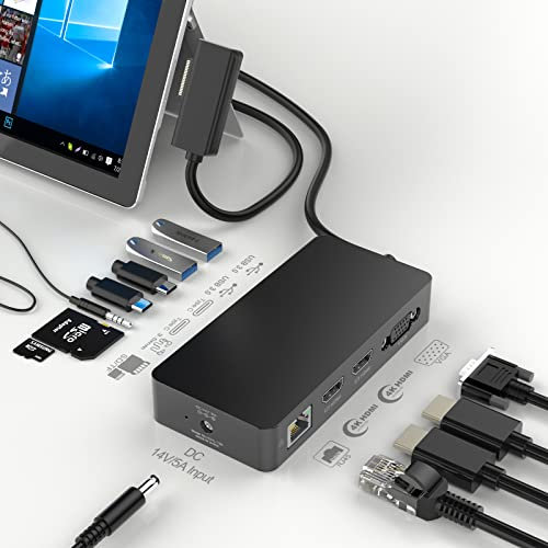 𝐔𝐩𝐠𝐫𝐚𝐝𝐞𝐝 13 in 1 Microsoft Surface Dock, Surface Pro Docking Station Triple Display Microsoft Surface Hub Adapter für Surface Pro 9/8/X/7/6/5/4/3, Surface Book 3/2/1, Surface Laptop go/4/3/2/1