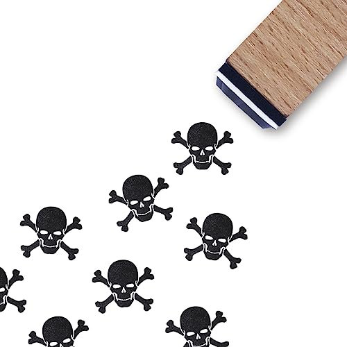 Gummistempel mit Totenkopf und gekreuzten Knochen, 1,9 cm, kleiner Mini-Halloween-Stempel für Scrapbooking, Kartenherstellung, Planer