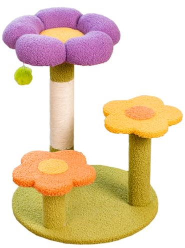 ANram Torre de árbol para Gatos, Centro de Actividades para Gatos, con Poste rascador de sisal, Marco de Escalada para Gatos con Flores de Varios Niveles para Interiores, 40 x 40 x 48 cm