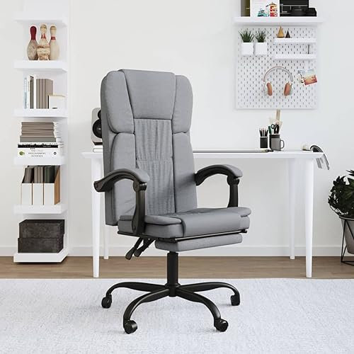 LAPOOH Bürostuhl mit Liegefunktion, Drehstuhl, Schreibtisch Stuhl, Büro Stuhl, Computerstuhl, Gaming Stuhl, Arbeitsstuhl, Hellgrau Stoff