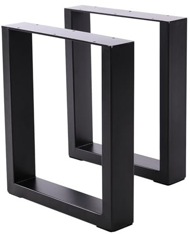 FUKEA Tischbeine Metall 2 Stück Tischfüße Schwarz Tischgestell DIY Möbelfüße für Schreibtisch Couchtisch Esstisch Sitzbank B80 x H72 cm