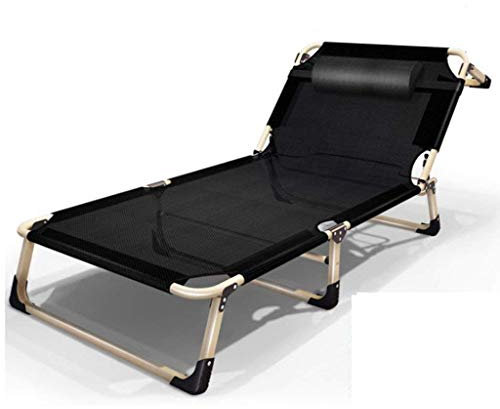 SnamicE Verbreiterte Strandstühle, Leichter, klappbarer Loungesessel mit Kissen, für Erwachsene, Outdoor, Camping, Terrasse, robuste, tragbare Gartenstühle, Metall, 200 kg (schwarz)