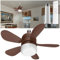 tebio Ventilador de Techo con Luz y Mando a Distancia, Lámpara de Araña con Ventilador, Bombilla LED E27 Regulable para Habitación Infantil y Dormitorio