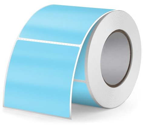 FINDAT Blau Thermo-Etiketten 50 x 50 mm Vinyl Rolle Selbstklebende Thermo-Aufkleber Wasserdichtes Quadratische Drucker-Etiketten für Büro DIY Design Barcode Versand 500 Stück Blue