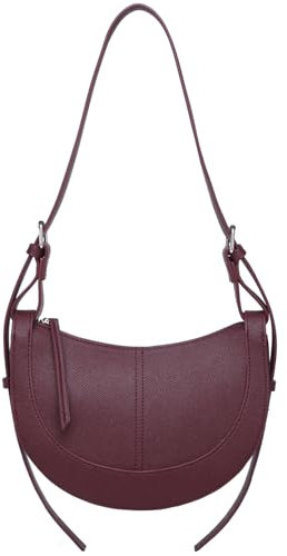 Travistar Umhängetasche Damen Halbmond Crossbody Bag Damen Klein Schultertasche Leder Schwarze Handtasche Hobo Satteltasche Abendtasche Moon Clutch Y2k Tasche mit Verstellbarem Gurt, Burgundy