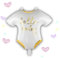 Folienballon Strampler Hello Baby – 51 cm – weiß & Gold – wiederverwendbar – Luftballon Deko für Babyparty, Geburt, Baby Shower – für Jungen & Mädchen