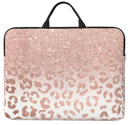 rose gold glitter Printed 14 Inch Laptop Sleeve Case with Handle Portable Computer case Laptop Bag with Zipper