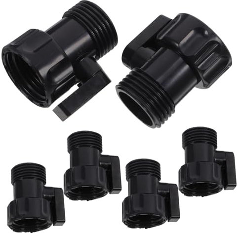 ANDRESLAD 6pcs Hose Shutoff Valve and Extension Connector Set for Garden Hose Repair 3/4 Inch Plastic Ball Valve Shut off Switch Dual-ended for Outdoor Watering