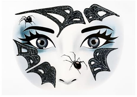 Oblique Unique Sticker Set Spinne für Gesicht Spinnennetz Tiergesicht Aufkleber für Fasching Karneval Geburtstag Kinder Motto Party Halloween