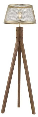 Just Light Stehleuchte Standlampe Wohnzimmerlampe Messing-Matt Mangoholz H 145 cm