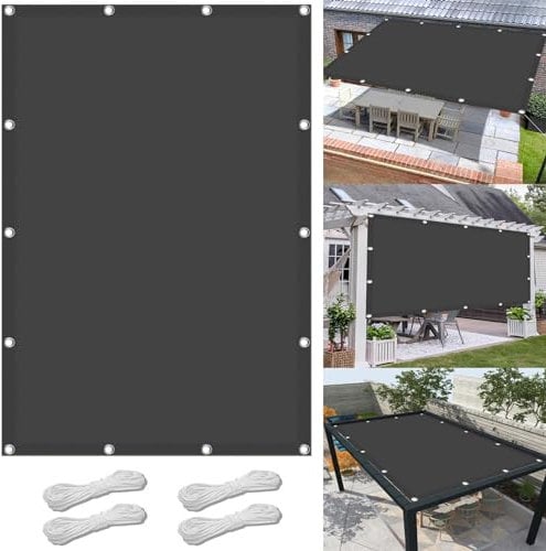 Sonnensegel, wasserdicht, dunkelgrau, 150 x 240 cm, benutzerdefinierte Größe, Baldachin, Segel, für Balkon, Carports, Zwinger, 98 % UV-Block, Sonnenschutz