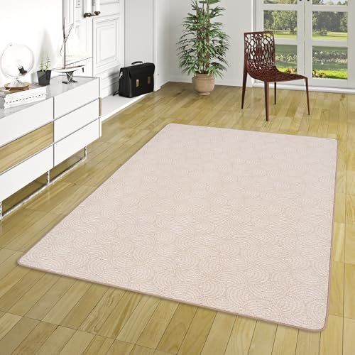 Snapstyle Feinschlingen Teppich Circle Beige, Geometrisches Design, Pflegeleicht, Modern, Ideal für Wohnzimmer, Flur, Schlafzimmer