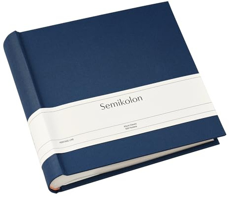 Semikolon 374268 Fotoalbum Classic für 200 Fotos im Format 10 x 15 cm, Einsteckalbum mit Buchleinenbezug, marine, dunkel-blau