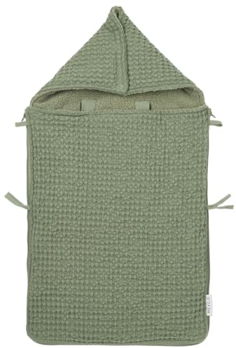 Meyco Baby Fußsack Waffle Teddy - Olive Green - 40x82cm - Oeko-Tex Standard 100