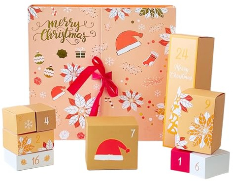 Christmas Countdown Calendar Box Handmade PartyFavors Candy Treat Chocolate