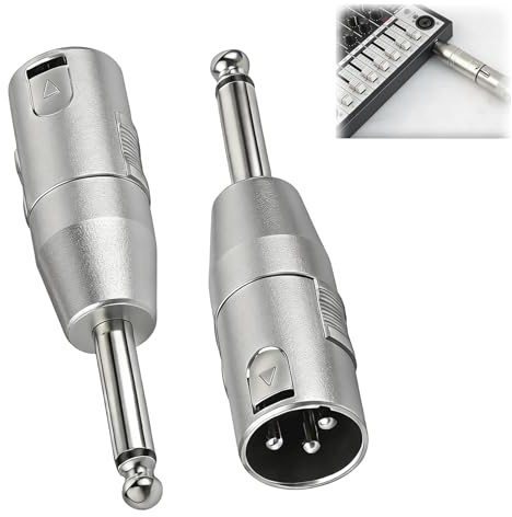 2 Pack XLR to Jack Adapter 1/4 Inch 6.35mm TRS to XLR Converter Stereo Male to Male Mono Balanced Audio Jack Connector 3 Pin TRS Plug Gender Changer for Microphone Amplifiers Mixers Studio Monitors