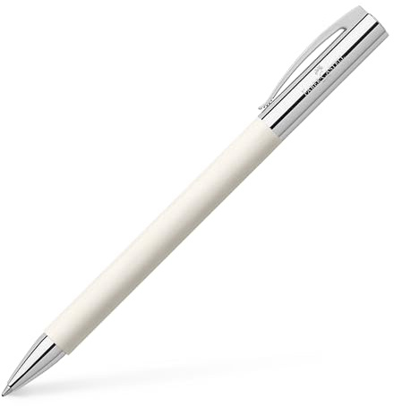 FABER-CASTELL - Kugelschreiber Ambition Cinematic White, Mine B | Elegantes Design aus Edelharz mit dokumentenechter, schwarzer Großraummine