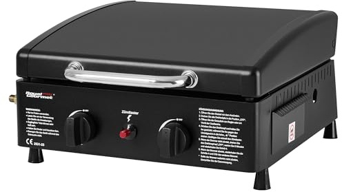 Royal Gourmet 2 Brenner Gasgrill Tischgrill Gas mit 5 kW, Gasplancha mit Deckel Kompakt Balkongrill für Camping, Garten, Terrasse Schwarz