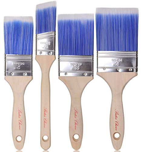 Bates Lot de 4 pinceaux de peinture avec manches en bois traité
