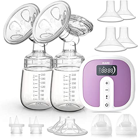 IKARE Double Electric Breast Pumps - Portable Hospital Grade Breastfeeding Pump with 5 Modes & 45 Levels - Quiet Rechargeable Milk Pump for Travel & Home