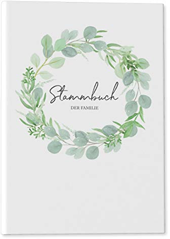 DeinWeddingshop Stammbuch zur Hochzeit, Familienstammbuch, Eucalyptus Green Love, Standesamt Dokumente - Hardcover 16x21cm
