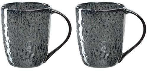 Leonardo Matera Keramik-Tassen 2-er Set, spülmaschinengeeignete Kaffee-Tassen, 2 mikrowellenfeste Tee-Tassen, Becher mit Glasur, grau 430 ml, 027002