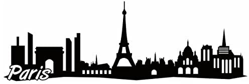 Samunshi® Paris Skyline Wandtattoo Sticker Aufkleber Wandaufkleber City Gedruckt Paris 120x40cm schwarz