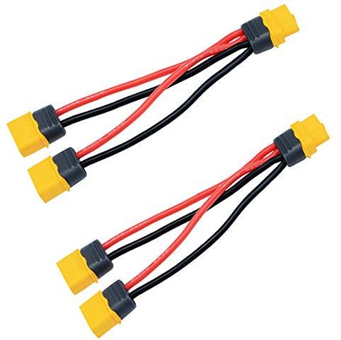 Yiqigou 2 stücke Amass XT60 XT60H Parallelstecker Y Kabelbaumkabel Adapter XT60 eine Weiblich zwei Männlichen Stecker Adapter mit Kabel 14AWG 10cm(XT60 Y Parallel)