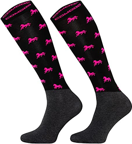 TODO Comodo Chaussettes Equitation Femme, Fille et Enfant, l'été, mince, respirant | Chaussette d'équitation ete STPJM (39-42, STPJM – Horses 02)