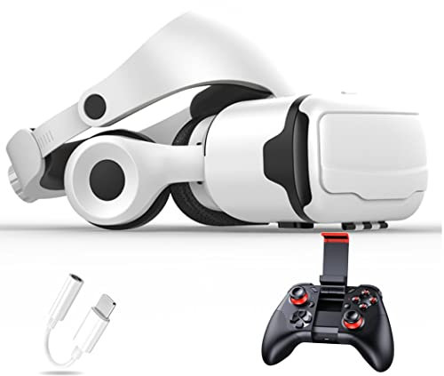 JYMYGS VR Glasses, Virtual Reality Headset, VR Headsets Support Android and IOS, Bluetooth Connection for iPhone 13 Pro Max/13 Pro/13/12/11, for Samsung Galaxy S21, Huawei, Xiaomi