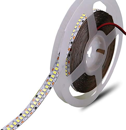 5m LED Strip 240 LEDs/m Flexibler SMD 2835 Kaltweißer 6000K LED-Streifen,1200 Einheiten SMD 2835 LEDs,12V Innenbeleuchtung für Deko Party Küche-rlaubsparty-Dekorationsschrank (Kaltesweiß 6000K)