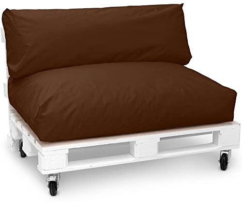 Spatium Jumbo XXL Palettenkissen Set abnehmbar Bezug wasserdicht gesteppt Palettenpolster Palettenauflage Palettensofa (Braun, 2er Set)