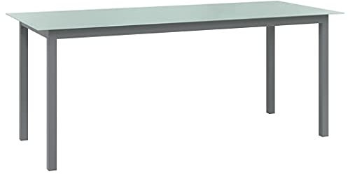 INLIFE Gartentisch Hellgrau 190x90x74 cm Aluminium und Glas