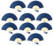 FANSOF.FANS Pack of 10 Fabric Handheld Fan with a Tassel Grade A Bamboo Ribs Party wedding Favour (Navy Blue)
