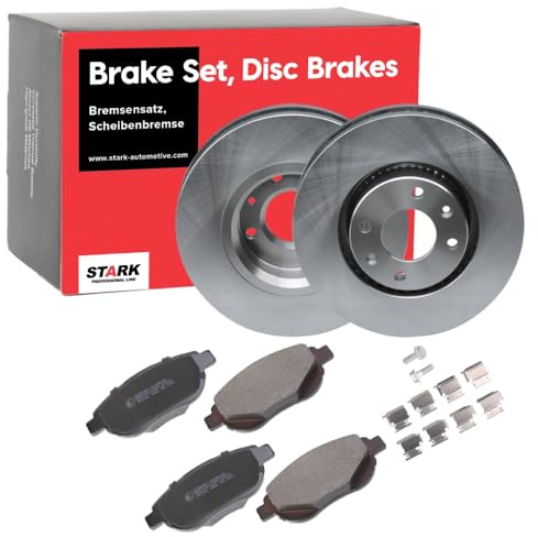 STARK Bremsen Set Vorne 283mm Bremsscheiben und Beläge Komplett Kompatibel mit PEUGEOT 206 Schrägheck 2A/C 207 WA, WC 207 CC WD 307 CC 3B, CITROËN C3 I Schrägheck FC, FN