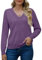 PrinStory Damen Pullover Sweaters Für Damen V-Ausschnitt Kausale Sweatshirts Langarmshirt Damen Warm Winter Herbst Strickwaren (Violett, L)