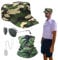 EUPSIIU 4 Stück Flieger Captain Kostüm für Männer Damen Armee Taktische Militärmütze Accessoires Hüte Camo Schal Sonnenbrille Erkennungsmarke Armee Fancy Dress für Zubehör Halloween Kostüm