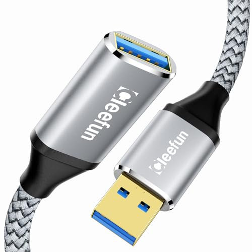 CLEEFUN USB 3.0 Extension Cable 0.5m, USB-A Male to A Female 5Gbps Data Sync Extender Lead with USB Disk, Fan Cooler, Hard Drive, Card Reader, Printer, Keyboard, Mouse, Scanner
