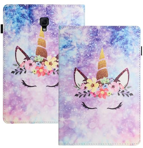 LSPCASA Carcasa para Samsung Galaxy Tab A 10.5 Pulgadas SM-T590/T595 PU+TPU Material Funda Tablet Samsung Galaxy Tab A 10.5 con Ranuras para Tarjetas Fundas Unicornio