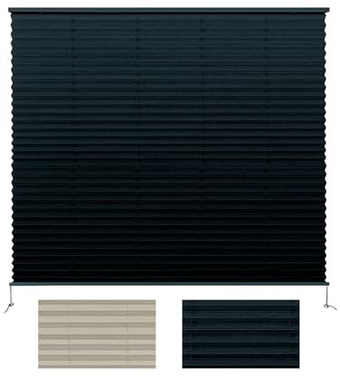 SHADEPLUS RV Pleated Shades, RV Window Blinds, Camper Blinds, 26 W x 24 L Black, Height Adjustable, Fabric, Black