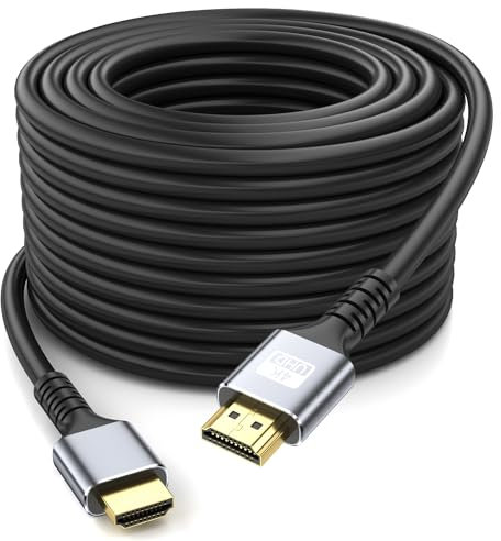 looyotul 4k Cable HDMI 20m de Ultra Alta Velocidad HDMI 2.0 Cable 4K@60Hz Conector Dorado 18gbps, Cable HDMI 3D Arc ethernet,Para Computadoras,Proyector,Monitoreo,HDTV,Xbox,PS4/PS5 (Plateado)