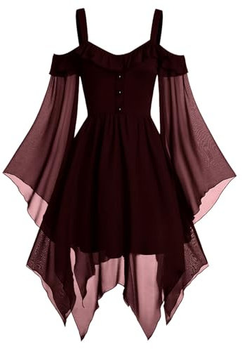 Faldas Largas Mujer Verano Halloween Disfraz Mujer Disfraces Originales Mujer Vestido Gotico Lila Vestido Invitada Boda Ajustado Vestido Blanco Corto Pirata Campesina+Medieval
