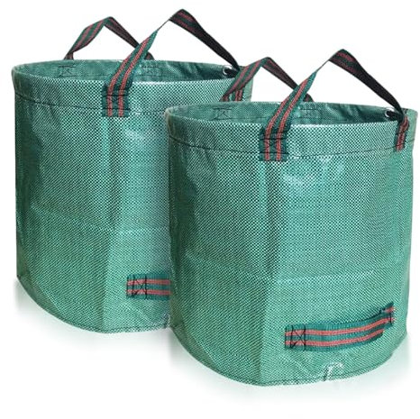Lot de 2 * 500L Sacs de Jardin, Sacs de déchets jardin résistants Sac à déchets de en PP robuste et Pliable Poubelle pour les, Stable Aux UV(Lot de 2-500 L,Vert)