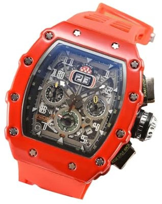 Breeshy Luxuriöse Herrenuhr im Mechanischen Stil, Wasserdicht, 6, Sekundenzeiger, Weinfassförmige Quarzuhr 6