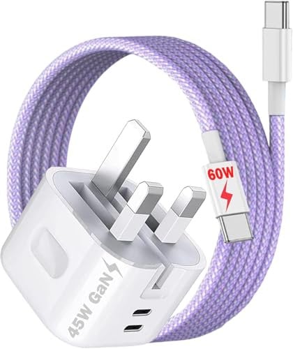 45W Charger For Google Pixel 9a 9 Pro XL Fold, 8 8a 8 Pro, 7 7a 7 Pro, 6 6a 6 Pro Phone Chargers Power Adapter Folding Plug GaN Fast Charging For Google Tablet, Pixel 9/9a Charger & Cable (PURPLE)