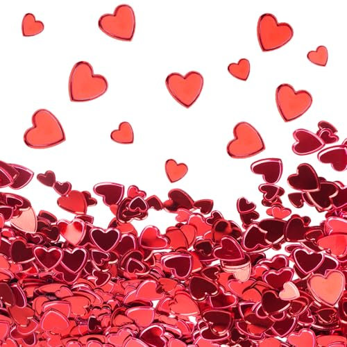 Herz Konfetti Hochzeit, 500 Stück Konfetti Herzen Deko, Rotes Tischdeko Hochzeit, Glitter Streudeko, Herz Deko für Valentinstag, Jubiläen, Geburtstag, Party